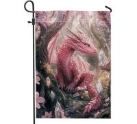 Drapeaux De Jardin Conte De Fées, Dragon Des Fantaisies De Pêche Résiste Aux Intempéries Pelouse Drapeaux Décorations Garden Flag Pour Balcon Fête Ferme 30X45Cm
