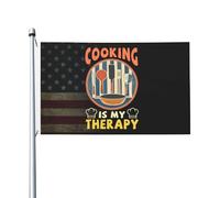 Drapeaux De Jardin Cooking Is My Therapy Garden Flag Coupe-Vent Et Étancheune Pelouse Drapeaux Pour Patio Balcon Fête Célébrations 90X150 CM