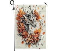 Drapeaux de jardin Cool Fall Dragons 30,5 x 45,7 cm double face pour extérieur, feuille florale d'automne standard en toile de jute pour pelouse, arrière-cour, petite maison, décoration extérieure