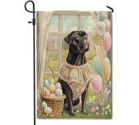Drapeaux de jardin Corso de printemps de Pâques 30,5 x 45,7 cm double face pour extérieur, chiot de campagne Victoria Country en toile verticale standard, drapeaux de maison de ferme, avant cour