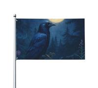 Drapeaux De Jardin Corvidé Dans Le Bosquet Au Clair De Lune Drapeau Extérieur Coupe-Vent Et Étancheune Pelouse Drapeaux Pour Ferme Patio Balcon Fête 90X150 CM