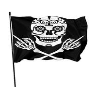 Drapeaux De Jardin Crâne En Sucre Gothique Avec Doigt D'Honneur Grand Drapeau Renforcé Avec Couleurs Resistant Exterieur Bannière, Pour Balcon, D'Intérieur, Les Bureaux, 90X150Cm