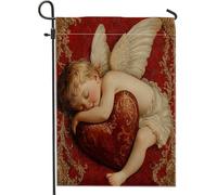 Drapeaux de jardin Cupidon pour la Saint-Valentin - 30,5 x 45,7 cm - Double face pour décoration extérieure - Motif cœur romantique - Pour les vacances, l'extérieur, le petit drapeau de pelouse