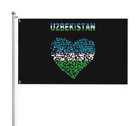 Drapeaux De Jardin Cœur D'Ouzbékistan Ouzbékistan Bannière De Cour Décoratif Bannières Extérieure Pour Cour Pelouse Jardins 90X150 CM