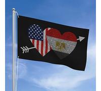 Drapeaux De Jardin Cœur Usa Américain Et Égypte Drapeau Fierté Durable Drapeaus Décoratif Imperméabiliser Bannières Extérieure Pour Festivals Balcon Fête 90X150CM