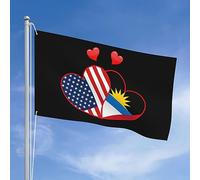 Drapeaux De Jardin Cœurs États-Unis États-Unis Et Barbuda Drapeau Fierté Imperméabiliser Drapeaus Décoratif Decoration Bannières Extérieure Pour Festivals Balcon Défilé 90X150CM