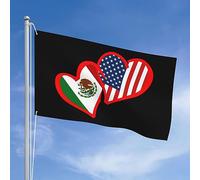 Drapeaux De Jardin Cœurs Mexicains Mexique Et États-Unis Américains Bannière Jardins Imperméabiliser Bannières Extérieure Decoration Drapeaus Décoratif Pour Défilé Fête Balcon 90X150CM