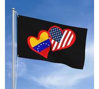 Drapeaux De Jardin Cœurs Venezuela Et États-Unis Américains Bannières Extérieure Decoration Bannière Jardins Imperméabiliser Drapeau Fierté Pour Défilé Balcon Festivals 90X150CM