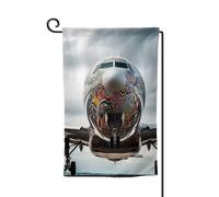 Drapeaux de jardin d'art d'avion, drapeau de maison vertical double face 12 x 18 pouces, drapeau saisonnier printemps-été, vacances, ferme, cour, décoration extérieure suspendue, taille unique