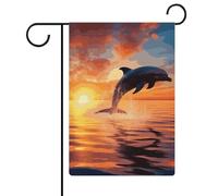 Drapeaux de jardin dauphin coucher de soleil 30,5 x 45,7 cm double face drapeau extérieur drapeau d'été drapeau floral bienvenue drapeaux de jardin saisonniers décorations de vacances