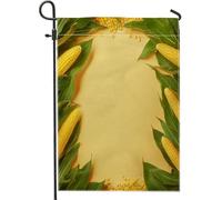 Drapeaux de jardin d'automne amusants pour récolte de maïs, 30,5 x 45,7 cm pour l'extérieur, jolies cultures de ferme, drapeaux verticaux standard en lin, ferme de campagne, cour, cour, pelouse