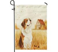 Drapeaux de jardin d'automne pour chien Saint-Bernard 30,5 x 45,7 cm double face pour décoration extérieure, motif chiot de ferme d'automne pour jardin, maison, drapeau de blé de campagne pour animal