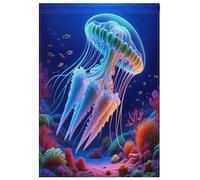 Drapeaux de jardin d'automne pour l'extérieur d'automne, drapeau de cour des deux côtés, décoration de Noël extérieure, méduses au néon, 71,1 x 101,6 cm