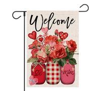 Drapeaux De Jardin Day Mason Jar Roses Florals Be Mine Coupe-Vent Et Étancheune Pelouse Drapeaux Premium Treer Drapeau Pour Patio Jardinage S