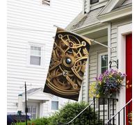 Drapeaux de jardin de 0,9 x 1,5 m 200d - Bannière de bienvenue lourde avec œillets en laiton - Bannière de décoration d'extérieur cool - Engrenages steampunk - Drapeaux de cour pour toutes les saisons