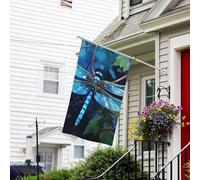 Drapeaux de jardin de 0,9 x 1,5 m 200d - Bannière de bienvenue lourde avec œillets en laiton - Bannière décorative d'extérieur - Drapeau de jardin - Libellule bleue - Pour toutes les saisons