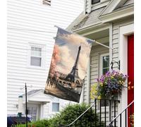 Drapeaux de jardin de 0,9 x 1,5 m 200d - Bannière de bienvenue lourde avec œillets en laiton - Bannière de décoration d'extérieur de style vintage - Tour Eiffel Paris - Pour toutes les saisons