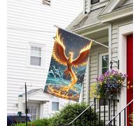 Drapeaux de jardin de 0,9 x 1,5 m 200d - Bannière de bienvenue lourde avec œillets en laiton - Bannière de décoration extérieure - Drapeau phénix feu et eau - Pour toutes les saisons