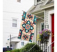 Drapeaux de jardin de 0,9 x 1,5 m 200d - Bannière de bienvenue lourde avec œillets en laiton - Bannière de décoration d'extérieur - Drapeau arabe indien à carreaux pour toutes les saisons