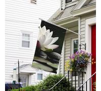 Drapeaux de jardin de 0,9 x 1,5 m 200d - Bannière de bienvenue lourde avec œillets en laiton - Bannière de décoration d'extérieur lotus et pierres zen noires pour toutes les saisons