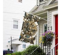 Drapeaux de jardin de 0,9 x 1,5 m 200d - Bannière de bienvenue lourde avec œillets en laiton - Bannière de décoration d'extérieur cool - Engrenages steampunk - Drapeaux de cour pour toutes les saisons