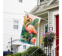 Drapeaux de jardin de 0,9 x 1,5 m, bannière de bienvenue lourde 200d avec œillets en laiton, bannière de décoration, drapeau extérieur, flamant rose, drapeaux de cour pour toutes les saisons, drapeau