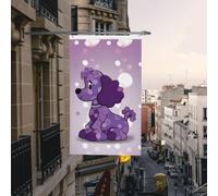 Drapeaux de jardin de 0,9 x 1,5 m pour l'extérieur - Bannière amusante - Caniche violet à pois - Drapeau de jardin double face - Bannières de bienvenue pour la maison, la pelouse, la décoration