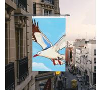 Drapeaux de jardin de 0,9 x 1,5 m pour l'extérieur - Bannière amusante - Motif mouettes volantes - Drapeau de jardin double face - Bannières de bienvenue pour la maison, la pelouse, la décoration