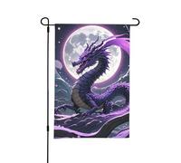 Drapeaux de jardin de 30,5 x 45,7 cm - Drapeau de bienvenue vertical double face - Dragon violet - Drapeaux de lune pour l'extérieur - Drapeau décoratif pour décoration de cour de vacances