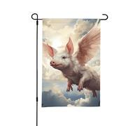Drapeaux de jardin de 30,5 x 45,7 cm - Drapeau de bienvenue vertical double face - Motif cochon volant d'hiver pour l'extérieur - Drapeau décoratif pour décoration de cour de vacances