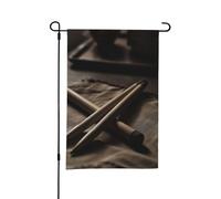 Drapeaux de jardin de 30,5 x 45,7 cm, drapeau de jardin d'hiver double face, paire de baguettes de batterie, drapeau vertical d'extérieur pour toutes les saisons