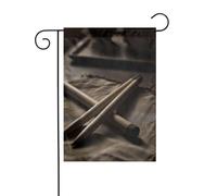 Drapeaux de jardin de 30,5 x 45,7 cm, drapeau de jardin d'hiver double face, paire de baguettes de batterie, drapeau vertical d'extérieur pour toutes les saisons