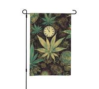 Drapeaux de jardin de 30,5 x 45,7 cm - Drapeau de jardin d'hiver double face - Une bouffée dans le temps - Drapeau décoratif d'extérieur - Une bouffée à temps - Marijuana - Drapeau vertical
