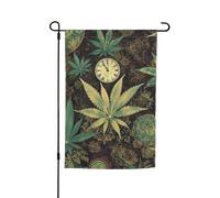 Drapeaux de jardin de 30,5 x 45,7 cm - Drapeau de jardin d'hiver double face - Une bouffée dans le temps - Drapeau décoratif d'extérieur - Une bouffée à temps - Marijuana - Drapeau vertical