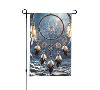 Drapeaux de jardin de 30,5 x 45,7 cm - Drapeau vertical double face - Attrape-rêves d'hiver - Drapeaux à plumes pour l'extérieur - Drapeau décoratif pour décoration de cour de vacances