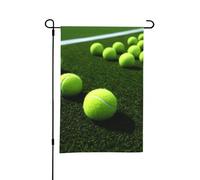 Drapeaux de jardin de 30,5 x 45,7 cm - Drapeau vertical double face - Balles de tennis d'hiver sur herbe de tennis - Drapeaux décoratifs pour l'extérieur et l'extérieur - Pour décoration de cour de