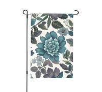 Drapeaux de jardin de 30,5 x 45,7 cm - Drapeau vertical double face - Drapeau floral d'hiver gris sarcelle et blanc pour l'extérieur - Drapeau décoratif pour décoration de cour de vacances