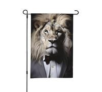 Drapeaux de jardin de 30,5 x 45,7 cm - Drapeau vertical double face - Lion d'hiver - Blanc et noir - Pour décoration extérieure et extérieure