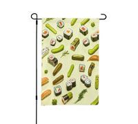 Drapeaux de jardin de 30,5 x 45,7 cm - Drapeau vertical double face - Pour sushi d'hiver, aneth et cornichons pour l'extérieur - Pour décoration de cour de vacances