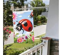 Drapeaux de jardin de 6,1 x 0,9 m pour l'extérieur - Bannière amusante de dessin animé coccinelle - Drapeau de jardin double face - Bannières de bienvenue pour la maison, la pelouse, la décoration