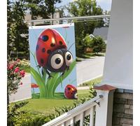 Drapeaux de jardin de 6,1 x 0,9 m pour l'extérieur - Bannière amusante en forme de coccinelle - Drapeau de jardin double face - Bannières de bienvenue pour la maison, la pelouse, la décoration