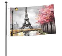 Drapeaux de jardin de 6,1 x 0,9 m pour l'extérieur - Bannière amusante - Peinture à l'huile - Tour Eiffel de Paris - Drapeau de jardin double face - Bannières de bienvenue pour la maison, la pelouse