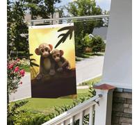 Drapeaux de jardin de 6,1 x 0,9 m pour l'extérieur - Bannière amusante pour couple mignon de singe - Drapeau de jardin imprimé double face - Bannières de bienvenue pour la maison, la pelouse, la