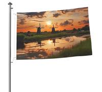 Drapeaux de jardin de 6,1 x 0,9 m pour l'extérieur - Belle vue des Pays-Bas - Drapeau de jardin double face - Bannières de bienvenue pour la maison, la pelouse, la décoration d'intérieur/extérieur