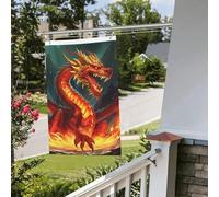 Drapeaux de jardin de 6 x 0,9 m pour l'extérieur - Bannière amusante du Roi dragon dans le feu - Drapeau de jardin imprimé double face - Bannières de bienvenue pour la maison, la pelouse, la