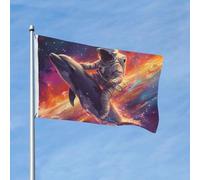 Drapeaux de jardin de 7,6 x 1,5 m pour extérieur - Drapeau double face astronaute dauphin pour chambre à coucher, intérieur, drapeaux de cour et de bateau légers pour décorations extérieures avec
