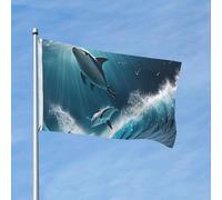 Drapeaux de jardin de 7,6 x 1,5 m pour l'extérieur - Bleu glacier - Joli dauphin - Drapeau double face pour chambre à coucher et intérieur - Drapeaux légers de cour et de bateau pour décorations