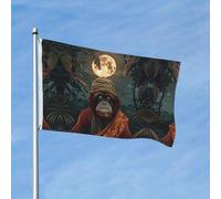 Drapeaux de jardin de 7,6 x 1,5 m pour l'extérieur - Drapeau de gorille méditant en feuille de bananier double face pour chambre à coucher, intérieur, drapeaux de cour et de bateau légers pour