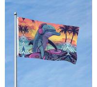Drapeaux de jardin de 7,6 x 1,5 m pour l'extérieur - Drapeau double face de style hip-hop DJ dauphin pour chambre à coucher, intérieur, drapeaux légers de cour et de bateau pour décorations