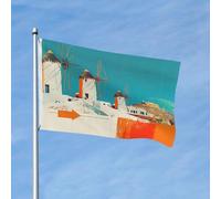 Drapeaux de jardin de 7,6 x 1,5 m pour l'extérieur - Drapeau grec coloré double face pour chambre à coucher, intérieur, drapeaux de cour et de bateau légers pour décorations extérieures avec œillets